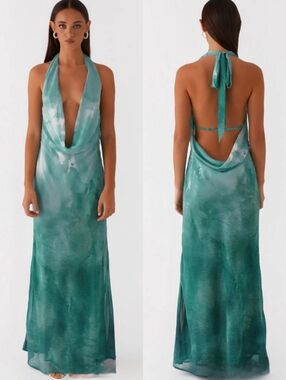 green emerald velvet dress Peppermayo Jacinda Drop Waist Maxi – OH Rents